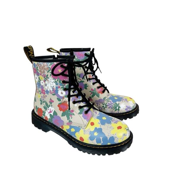 Dr. Martens Boots Womens 6 Floral Print Lace Up 1460 Y Multicolor Docs - Picture 2 of 10